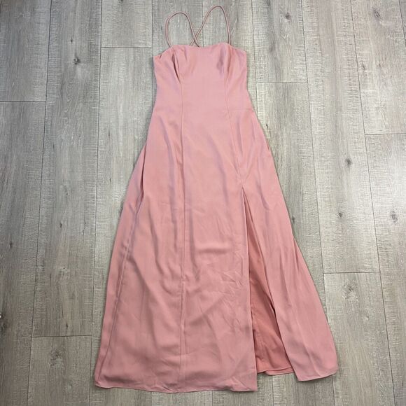 Fame and Partners Dresses & Skirts - Fame and Partners Maxi Dress Womens 2 Pink Sleeveless Crossback Side Slit NWT